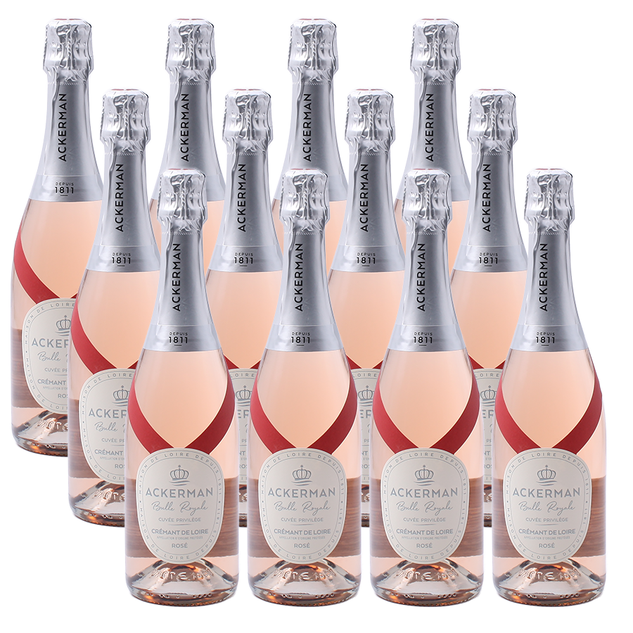 12er-Sparpaket Ackerman Crémant de Loire Bulle Royale Cuvée Privilège Rosé Brut AOP