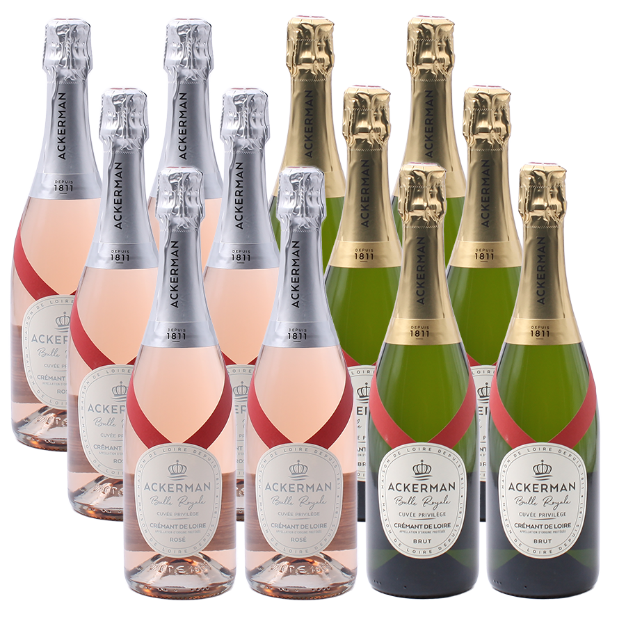 12er-Sparpaket Ackerman Kollektion Crémant de Loire Bulle Royale Cuvée Privilège Brut & Rosé