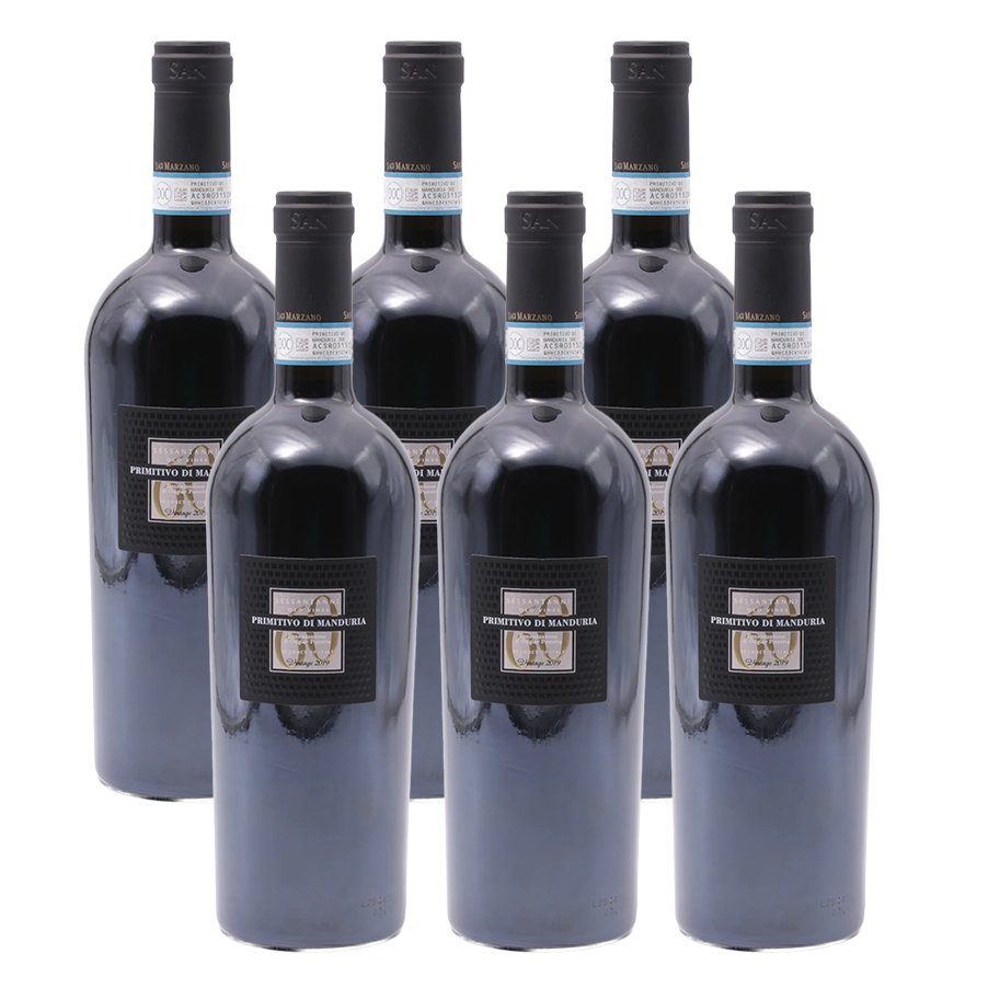 6er-Sparpaket San Marzano Primitivo Manduria Sessantanni 60 Jahre DOC 2020