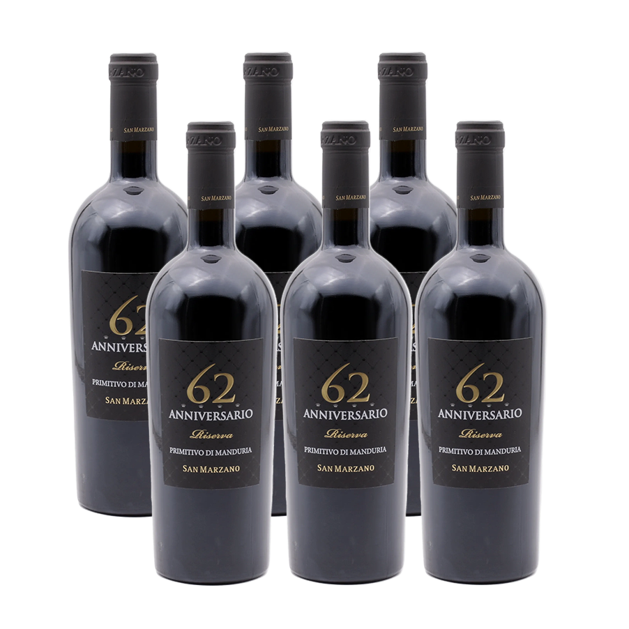 6er-Sparpaket San Marzano Primitivo di Manduria 62 Anniversario Riserva DOC 2019